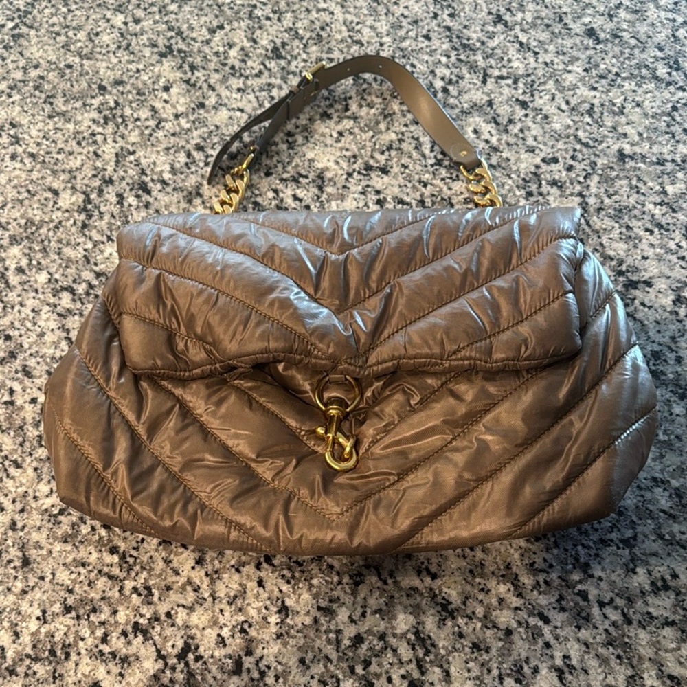 Rebecca Minkoff Brown Quilted Shoulder Bag with Gold Hardware